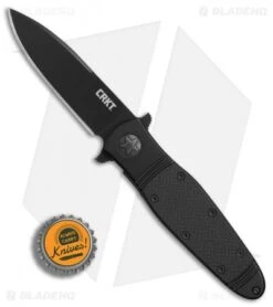 CRKT Bombastic Frame Lock Knife Black GFN (3.3" Black) K345KKSP -CRKT CRKT Bombastic Black Plain Edge BHQ 78172 er bottlecap