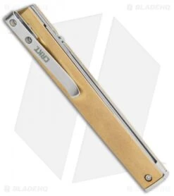 CRKT CEO Liner Lock Blade HQ Exclusive Knife Brass (3.1" Stonewash D2) -CRKT CRKT Brass CEO LL SW BHQ 113999 jr side