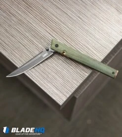 CRKT CEO Liner Lock Knife Green Micarta (3.1" Smokewash D2) BHQ Exclusive -CRKT CRKT CEO Liner Lock Knife Green Micarta BHQ Exclusive D2 BHQ 101007 kp desk web