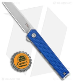 CRKT CEO Microflipper Liner Lock Knife Blue Aluminum (2.21" Satin) -CRKT CRKT CEO Microflipper LL Blue Aluminum Satin BHQ 178655 jr bottlecap