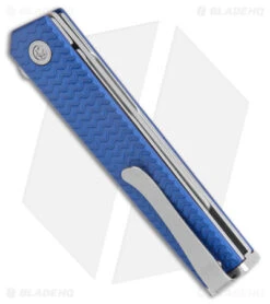 CRKT CEO Microflipper Liner Lock Knife Blue Aluminum (2.21" Satin) -CRKT CRKT CEO Microflipper LL Blue Aluminum Satin BHQ 178655 jr side