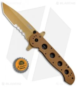 CRKT Carson M16-14DSFG Tanto Flipper Knife Desert Tan G-10 (3.875" Serr) -CRKT CRKT Carson M16 14DSFG Tanto Desert Tan Serr BHQ 4980 jr bottlecap