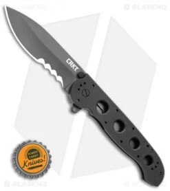 CRKT Carson M21-14G Big Dog Flipper Knife Black G-10 (3.875" Black Serr) -CRKT CRKT Carson M21 14G Big Dog Flipper Knife Black G 10 3.875 Gray Serr BHQ 3149 LS Bottlecap