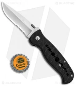 CRKT Crawford Falcon Liner Lock Knife Black Zytel (3" Satin Serr) 6242 -CRKT CRKT Crawford Falcon LL Black Zytel Satin Serr 6242 BHQ 87729 jr bottlecap