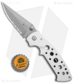 CRKT Crawford Kasper Professional Liner Lock Knife Silver (3.75" Gray Serr) 7728 -CRKT CRKT Crawford Kasper Professional LL Silver Gray Serr 7728 BHQ 75702 jr bottlecap