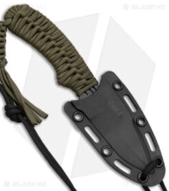 CRKT Crawford Thunder Strike Neck Knife Green Paracord (2.8" Black) 2032 -CRKT CRKT Crawford Thunder Strike Neck Green Paracord Black BHQ 27278 jr sheath