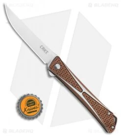 CRKT Crossbones Liner Lock Knife Bronze Aluminum (3.5" Satin) 7530B -CRKT CRKT CrossboneS Liner Lock Knife Bronze 3.5in Satin 7530B BHQ 113910 LS Bottlecap