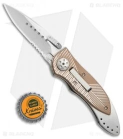 CRKT Elishewitz E-Lock Folding Knife Bronze (3.9" Satin Serr) 7333 -CRKT CRKT Elishewitz E Lock bronze satin serr 7333 BHQ 0477 er size