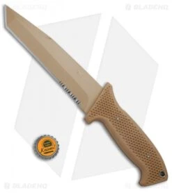 CRKT M60 16NKD Large Fixed Blade Tanto Knife Desert Tan (6.13" Tan Serr) -CRKT CRKT M60 16NKD Large Tanto Desert Tan Tan Serr M60 16NKD BHQ 9953 jr bottlecap