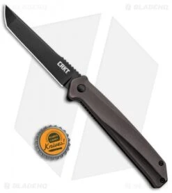 CRKT Onion Helical Liner Lock Knife Black Aluminum (3.52" Black D2) K500GKP -CRKT CRKT Onion Helical LL Tanto Aluminum Black K500GKP BHQ 92301 jr bottlecap