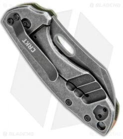 CRKT Pilar Exclusive Frame Lock Knife Green Micarta (2.4" Smokewash D2) -CRKT CRKT Pilar FL Green Micarta Smokewash D2 BHQ 113627 jr side