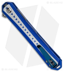 CRKT Stickler Liner Lock Assisted Flipper Knife Blue Aluminum (3.4" Satin) -CRKT CRKT Stickler LL Assisted Flipper Knife Blue Aluminum 2in Satin BHQ 145866 td side