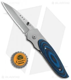 CRKT Viele Wasp Liner Lock Knife Black/Blue G-10 (2.8" Bead Blast Serr) 8012 -CRKT CRKT Viele Wasp LL Black Blue G 10 BB Serr 8012 BHQ 87017 jr bottlecap