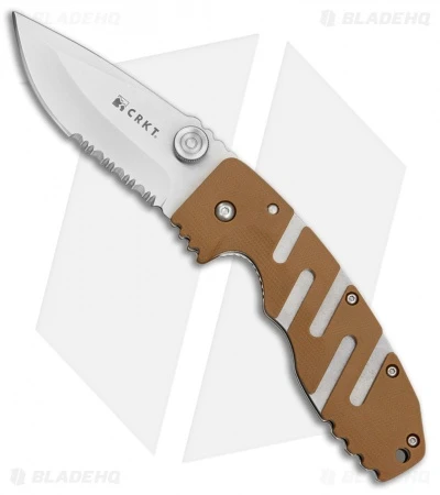 CRKT Ryan Seven Liner Lock Knife Tan (3.5" Satin Serr) 6813D 1 CRKT Ryan Seven Liner Lock Knife Tan (3.5" Satin Serr) 6813D
